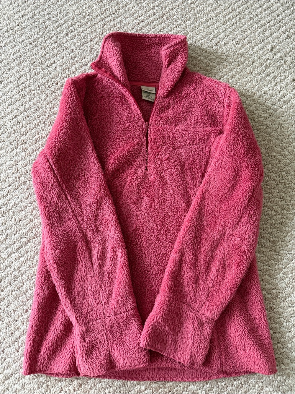 L.L. Bean Pink Half-Zip Teddy Jacket